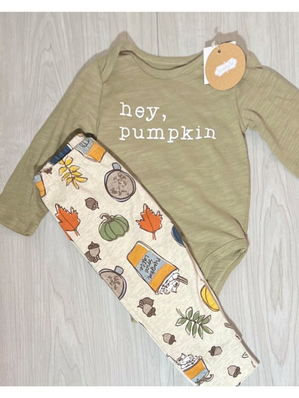 Mud Pie 3m 6m NWT Hey Pumpkin Spice pants set Halloween Thanksgiving latte shirt